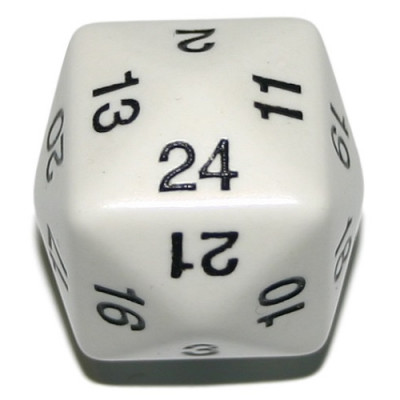 d24 Opaque white with black numbers