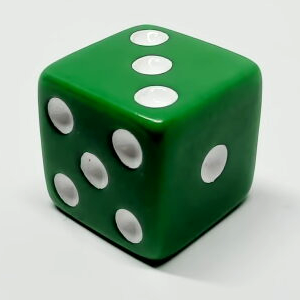 Single Opaque 16mm d6 - Green with white pips