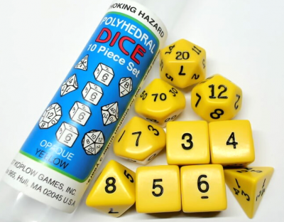 Opaque Polyhedral Yellow/black 10-Die Set