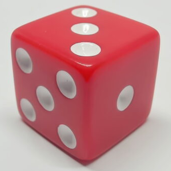 Single Opaque 19mm d6 - Red with white pips