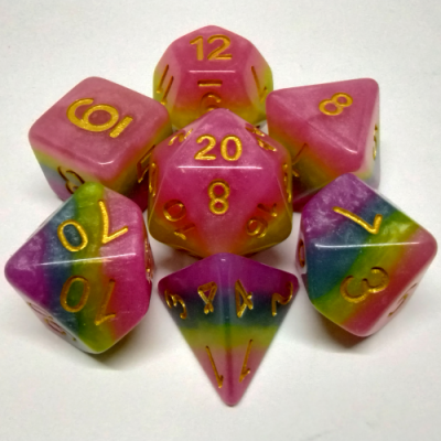 Cotton Candy 7-piece Polyhedral Dice Set