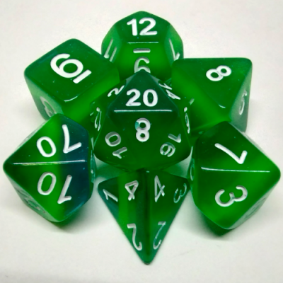 Shades of Green 7-piece Polyhedral Dice Set