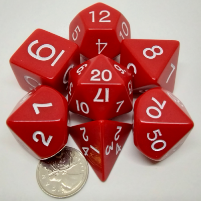 Jumbo red polyhedral 7 Dice set in a tube