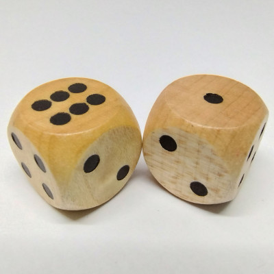 d6 en bois 18mm à l'unité