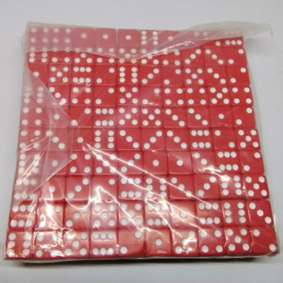 Brick of 200 16mm opaque d6 - Pink with white pips