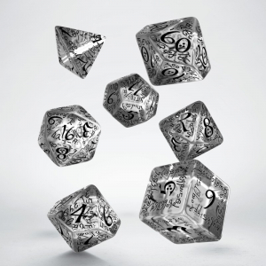 Elvish Translucent & black Dice Set (7)