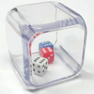 Triple mini-dice in platic cube