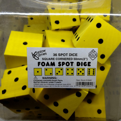 36/HEX Yellow foam spot dice 50 mm