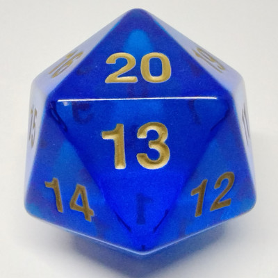 Jumbo d20 - Blue Translucent