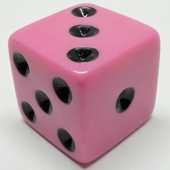 Single opaque 16mm d6 - pink with black pips