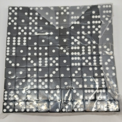 Brick of 200 16mm opaque d6 - Black with white pips