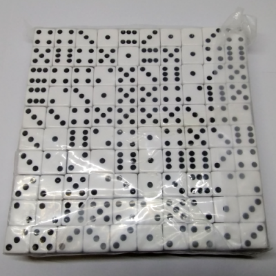 Brick of 200 16mm opaque d6 - White with black pips