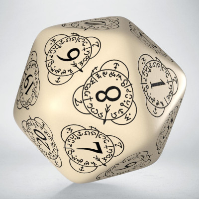 D20 Level Counter Beige & black Die