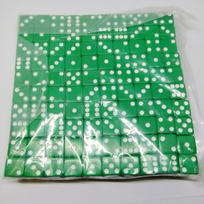 Brick of 200 16mm opaque d6 - Green with white pips