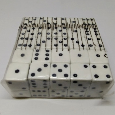 Brick of 200 19mm opaque d6 - White with black pips