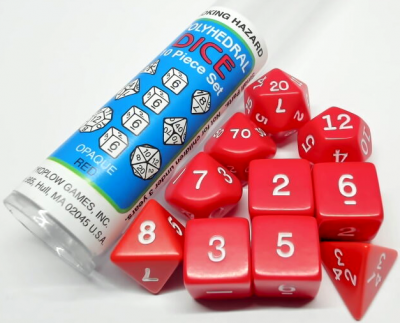 Opaque Polyhedral Red/white 10-Die Set