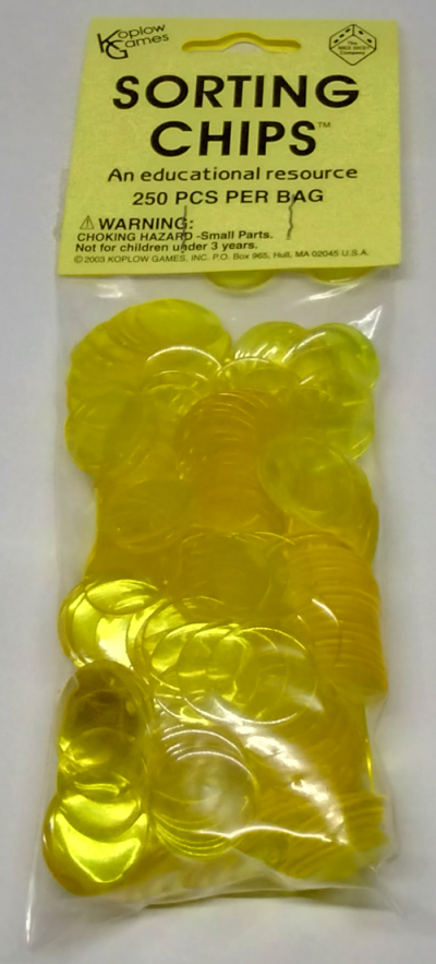 Bag of 250 transparent plastic chips - yellow