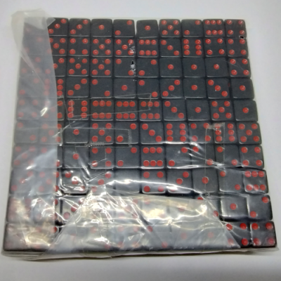 Brick of 200 16mm opaque d6 - Black with red pips