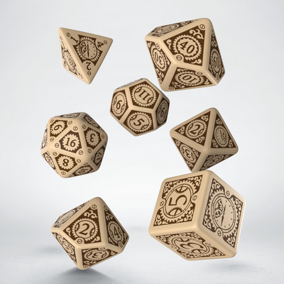 Steampunk Clockwork Beige & brown Dice Set