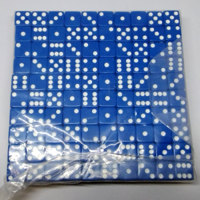 Brick of 200 16mm opaque d6 - Blue with white pips