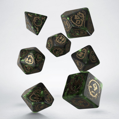 Dragon Bottle Green & gold dice