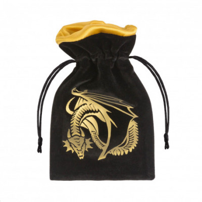 Dragon Black & gold Velour dice bag