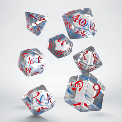 Classic RPG Translucent & blue-red Dice Set (7)