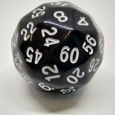 60-sided Die - black with white numbers