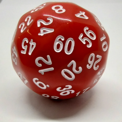 60-sided Die - red with white numbers