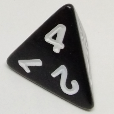 4-sided Die - black with white numbers