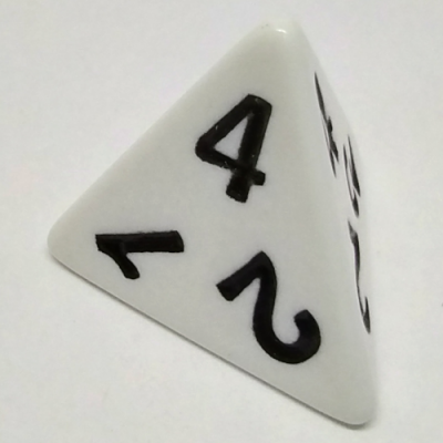 4-sided Die - white with black numbers