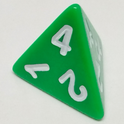 4-sided Die - green with white numbers