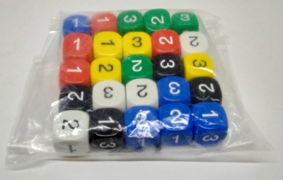 "Three-sided" d6s - bag of 25 dice