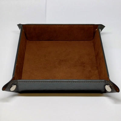 Portable square dice tray - brown