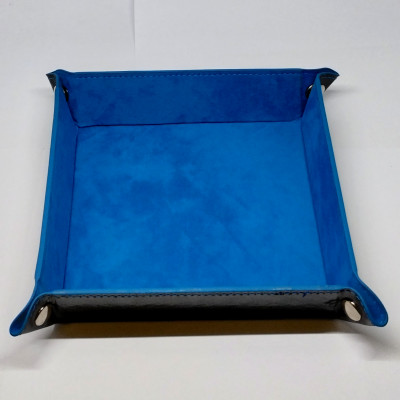 Portable square dice tray - blue