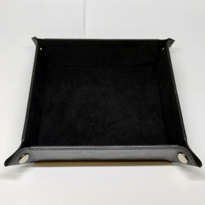 Portable square dice tray - black