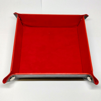 Portable square dice tray - red