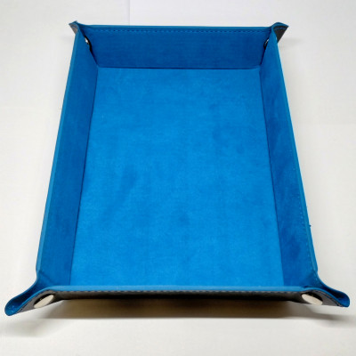 Portable rectangular dice tray - blue