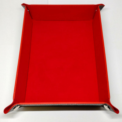 Portable rectangular dice tray - red