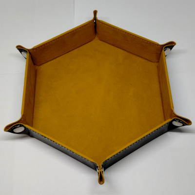 Portable hexagonal dice tray - mustard