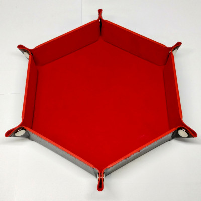 Portable hexagonal dice tray - red