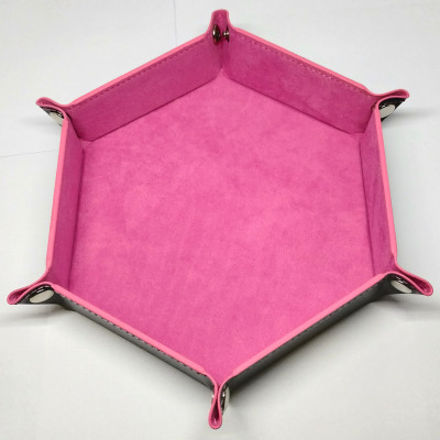 Portable hexagonal dice tray - pink