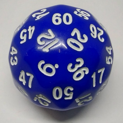 60-sided Die - blue with white numbers