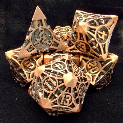 Chaos Dice Kit - Ancient Copper with black suedecloth dice bag