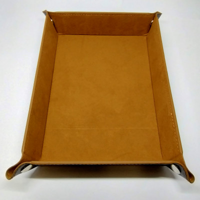 Portable rectangular dice tray - brown