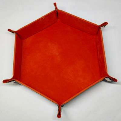 Portable hexagonal dice tray - orange