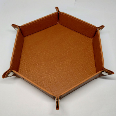 Portable hexagonal dragon scales dice tray - brown