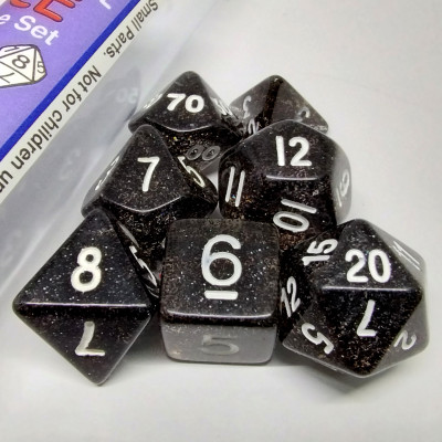 Glitter Polyhedral Black/white 7-Die Set