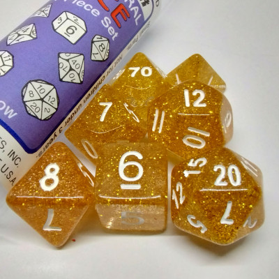 Glitter Polyhedral Yellow/white 7-Die Set