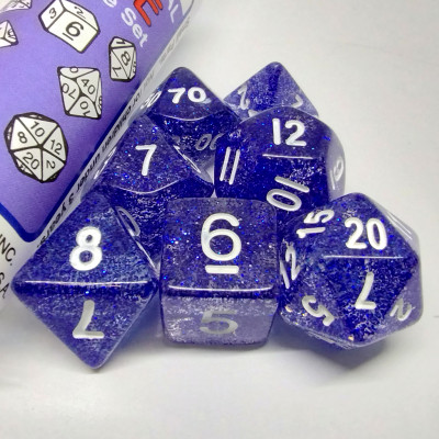 Glitter Polyhedral Blue/white 7-Die Set